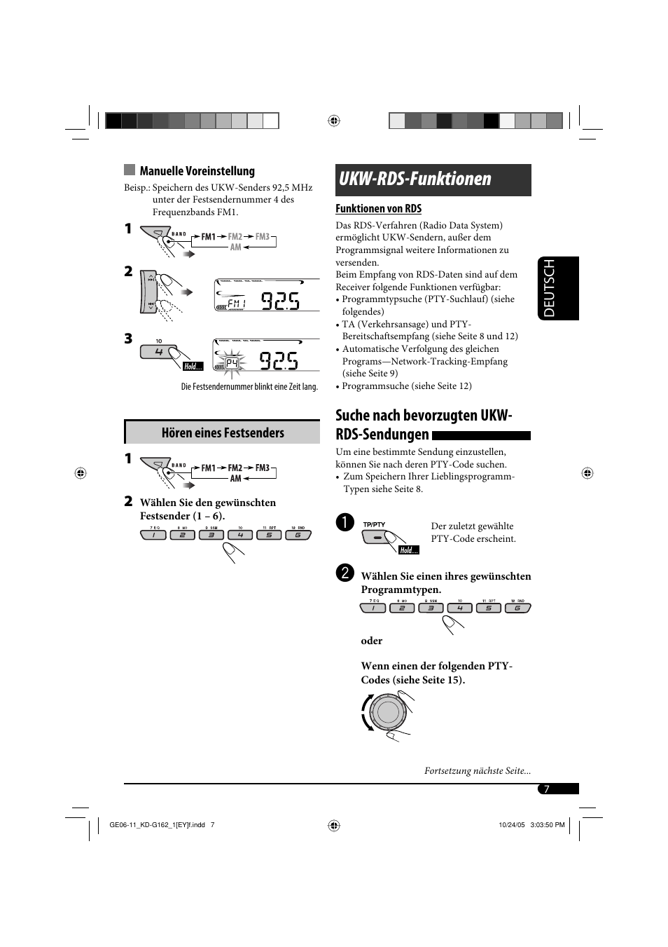 Ukw-rds-funktionen, Suche nach bevorzugten ukw- rds-sendungen | JVC kd-g162 User Manual | Page 23 / 50