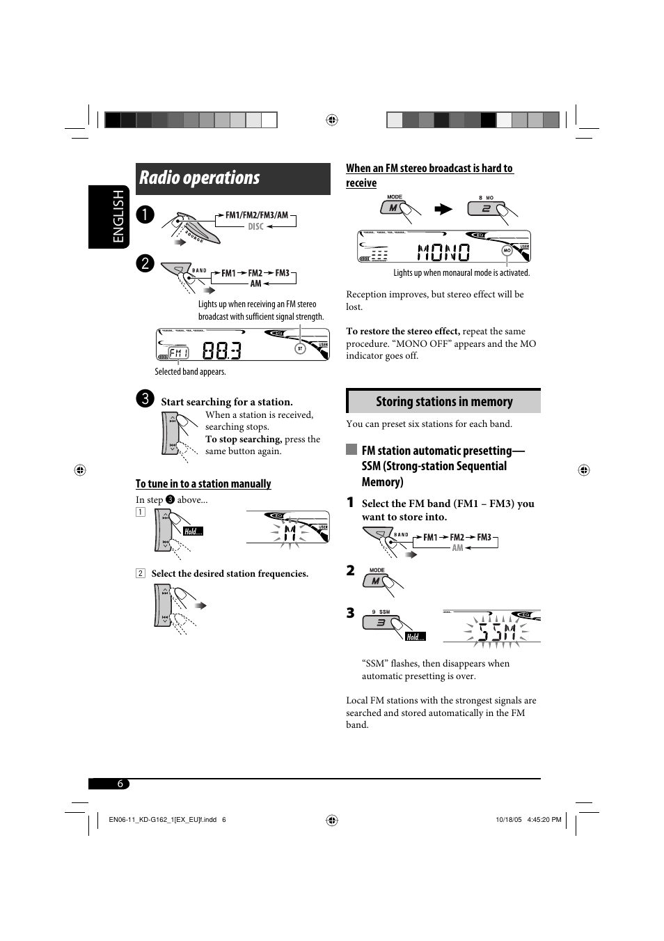 Radio operations | JVC kd-g162 User Manual | Page 6 / 50