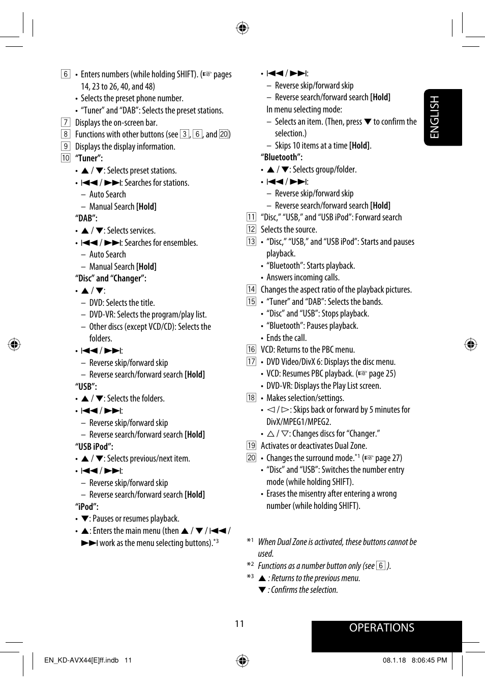 Operations, English | JVC KD-AVX44 User Manual | Page 13 / 301