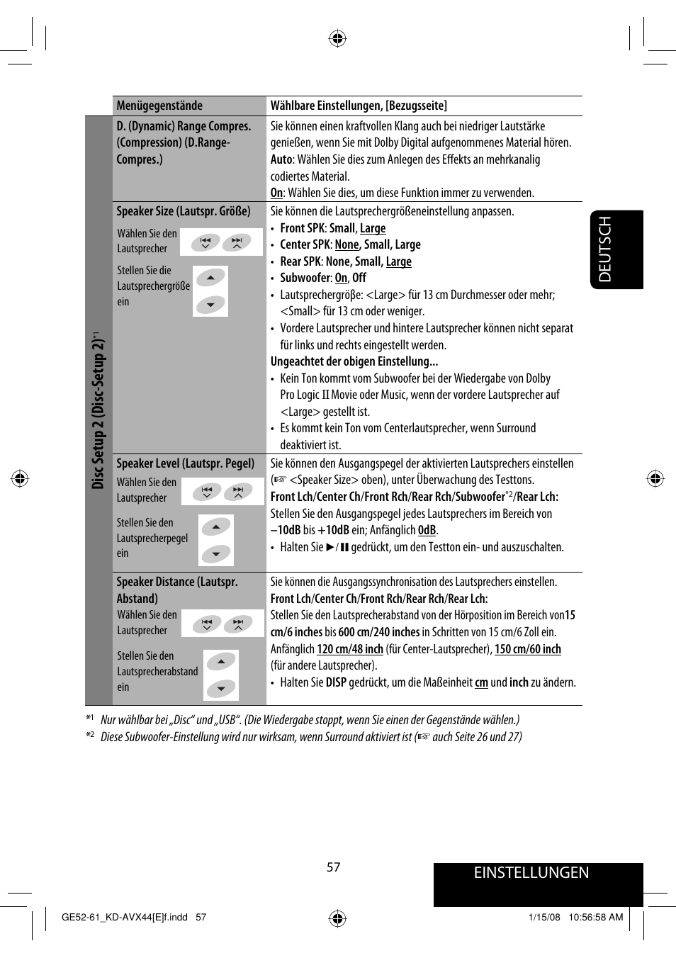 Einstellungen, Deutsch, Disc setup 2 (disc-setup 2) | JVC KD-AVX44 User Manual | Page 133 / 301