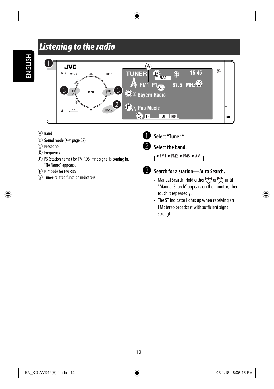 Listening to the radio, English | JVC KD-AVX44 User Manual | Page 14 / 301