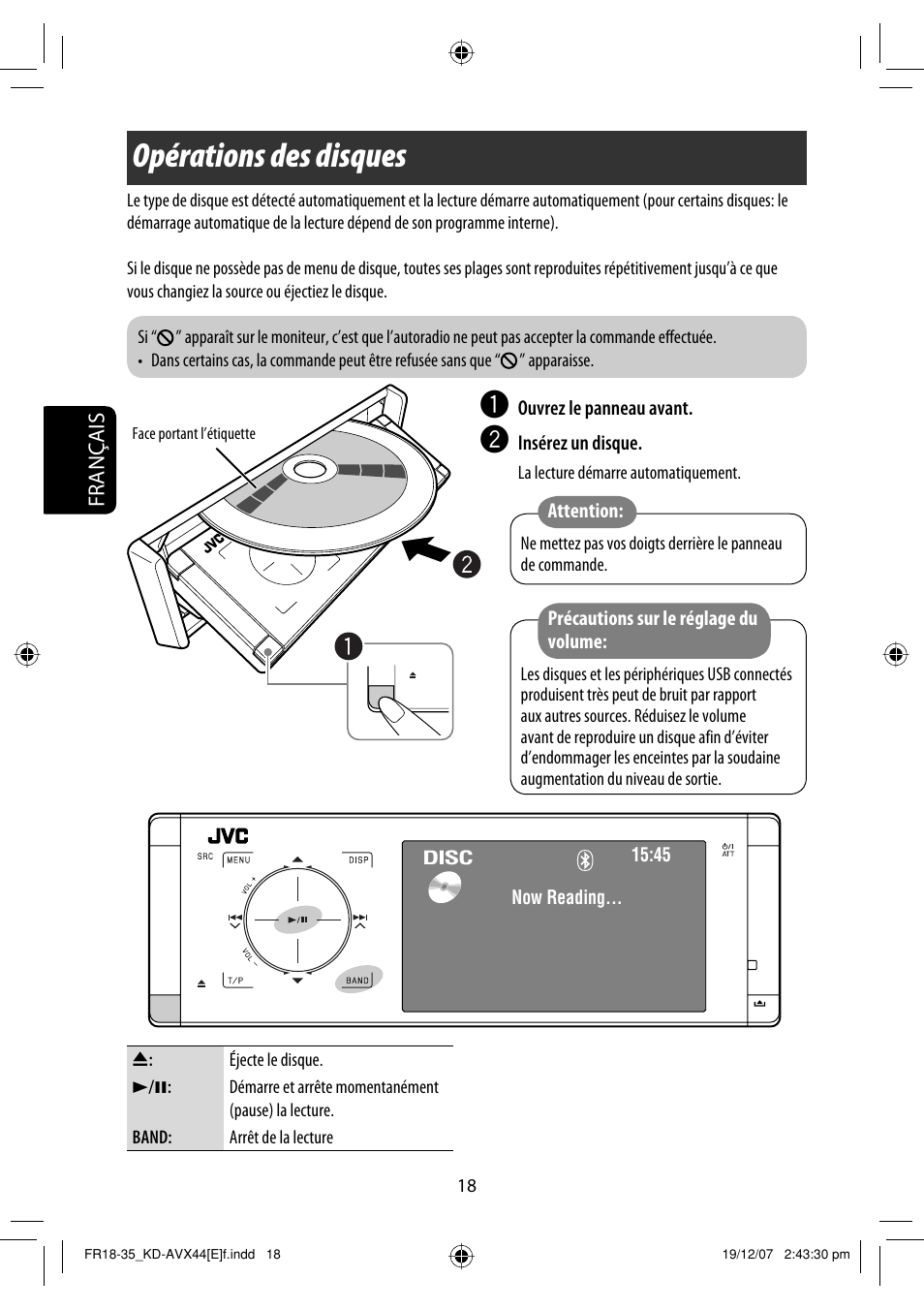 Opérations des disques | JVC KD-AVX44 User Manual | Page 168 / 301