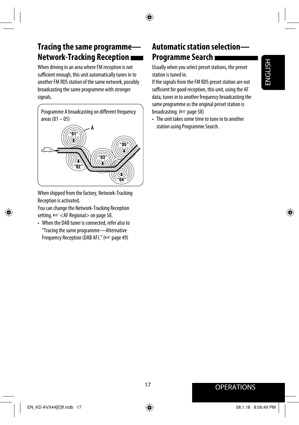 Automatic station selection— programme search, Operations, English | JVC KD-AVX44 User Manual | Page 19 / 301