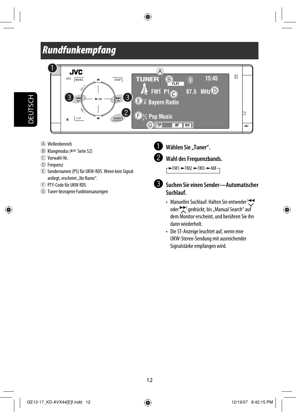 Rundfunkempfang, Deutsch | JVC KD-AVX44 User Manual | Page 88 / 301