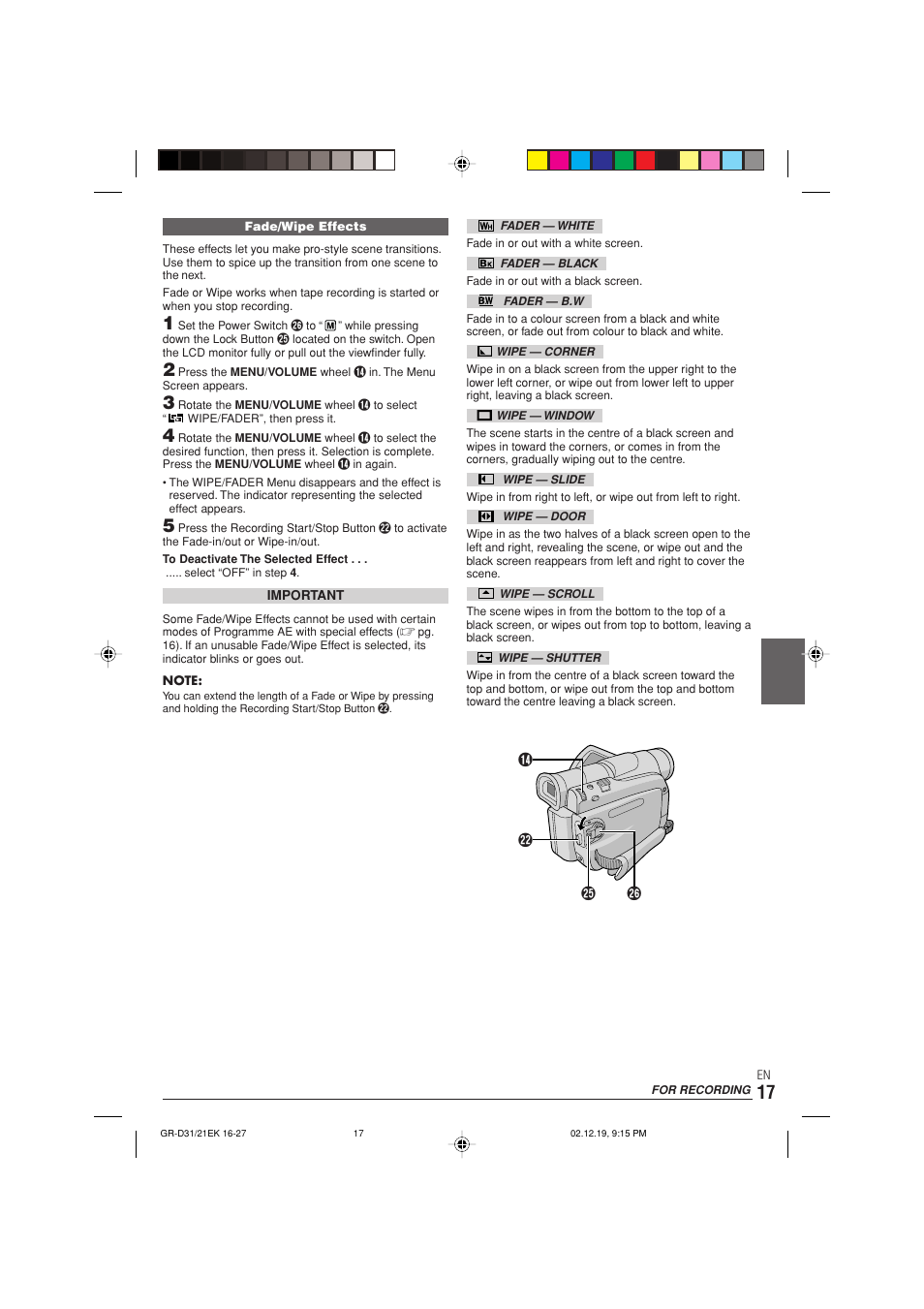 JVC GR-D21 User Manual | Page 17 / 48