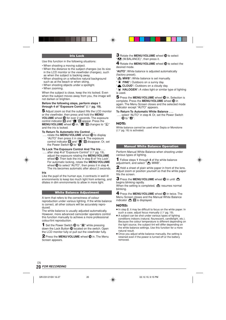 JVC GR-D21 User Manual | Page 20 / 48