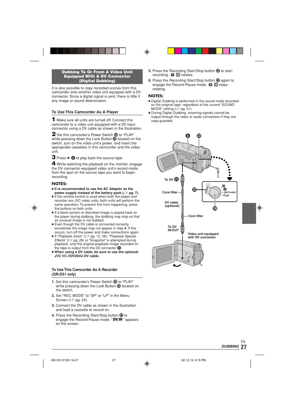 6w t y | JVC GR-D21 User Manual | Page 27 / 48