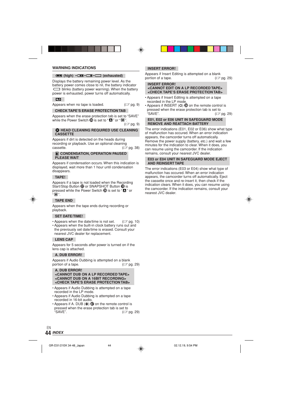 JVC GR-D21 User Manual | Page 44 / 48