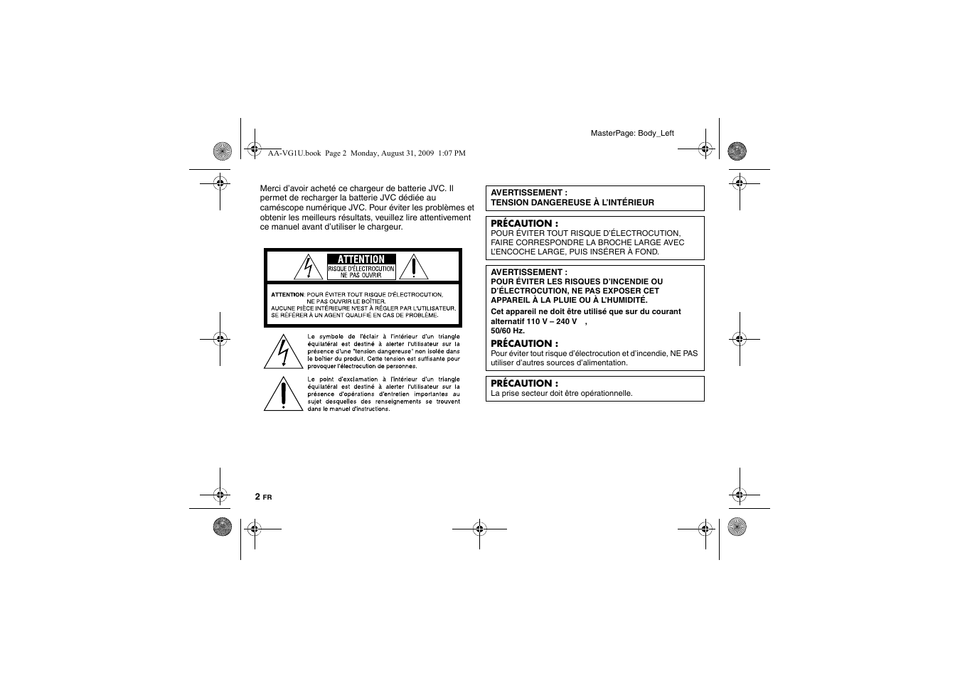 Français | JVC AA-VG1 User Manual | Page 16 / 100