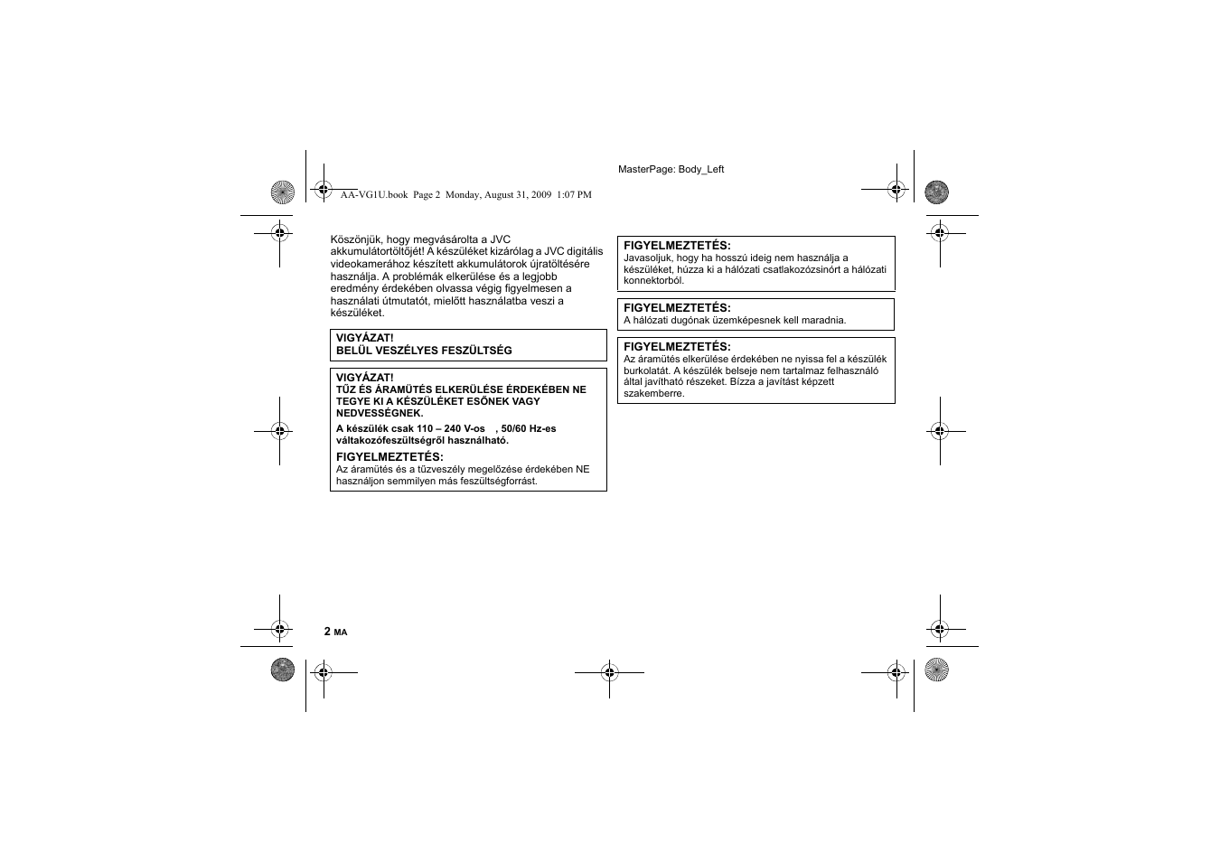 Magyar | JVC AA-VG1 User Manual | Page 92 / 100