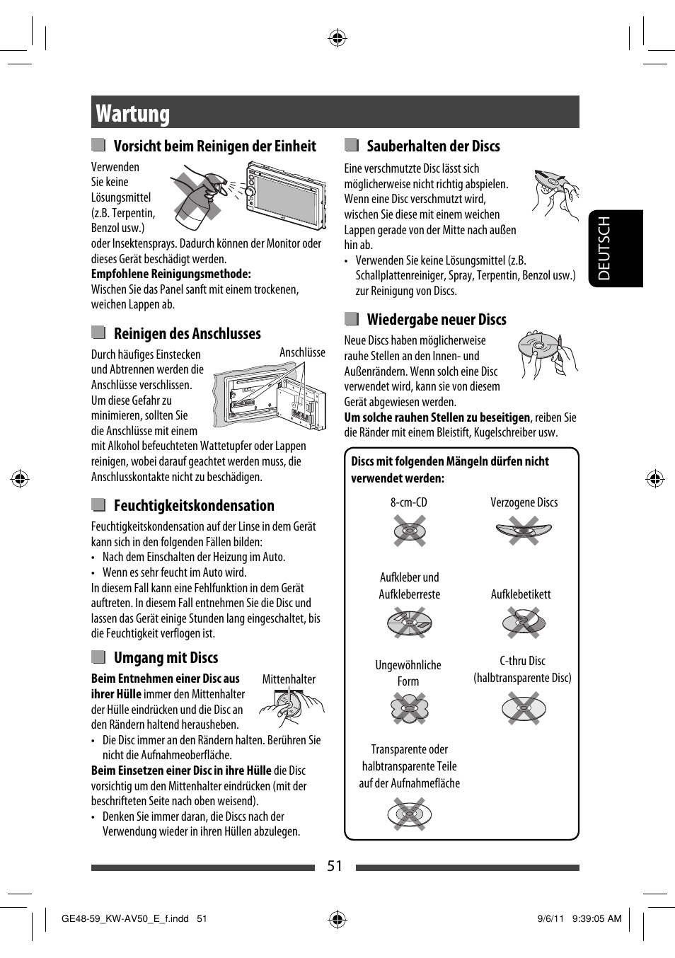 Wartung | JVC KW-AV50 User Manual | Page 109 / 235