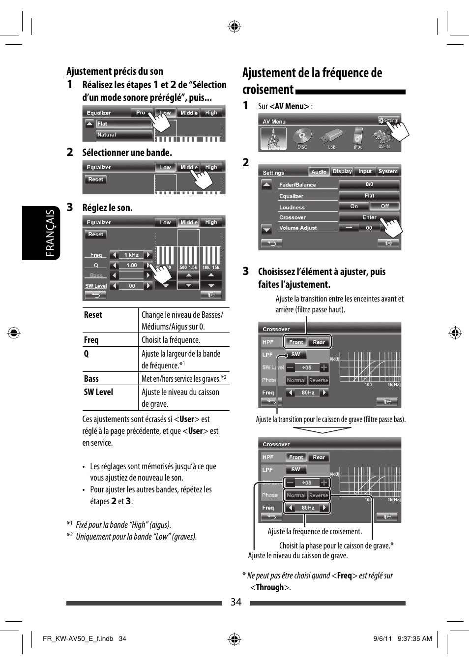 Ajustement de la fréquence de croisement | JVC KW-AV50 User Manual | Page 150 / 235