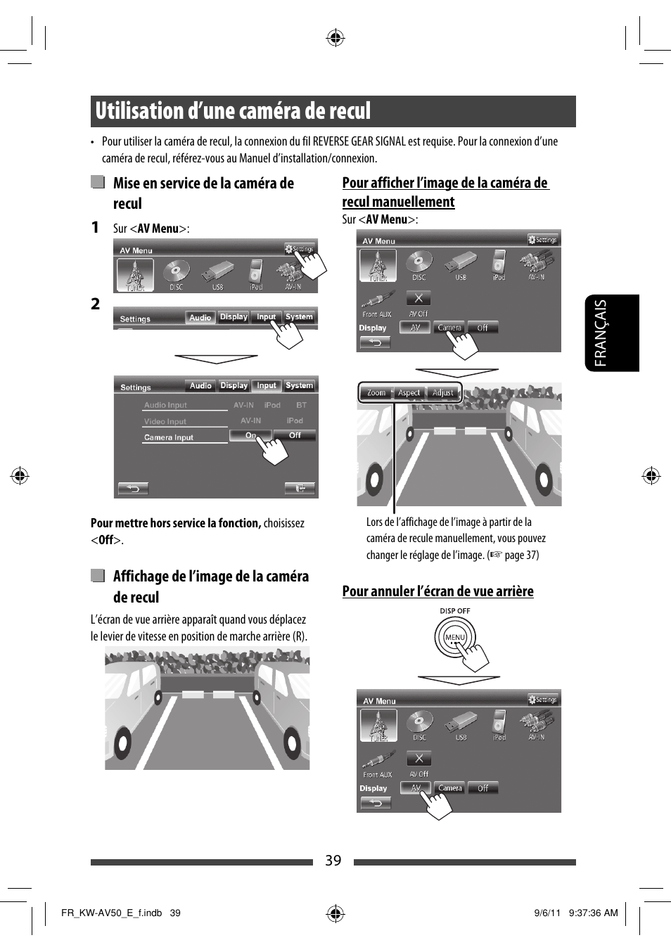 Utilisation d’une caméra de recul | JVC KW-AV50 User Manual | Page 155 / 235