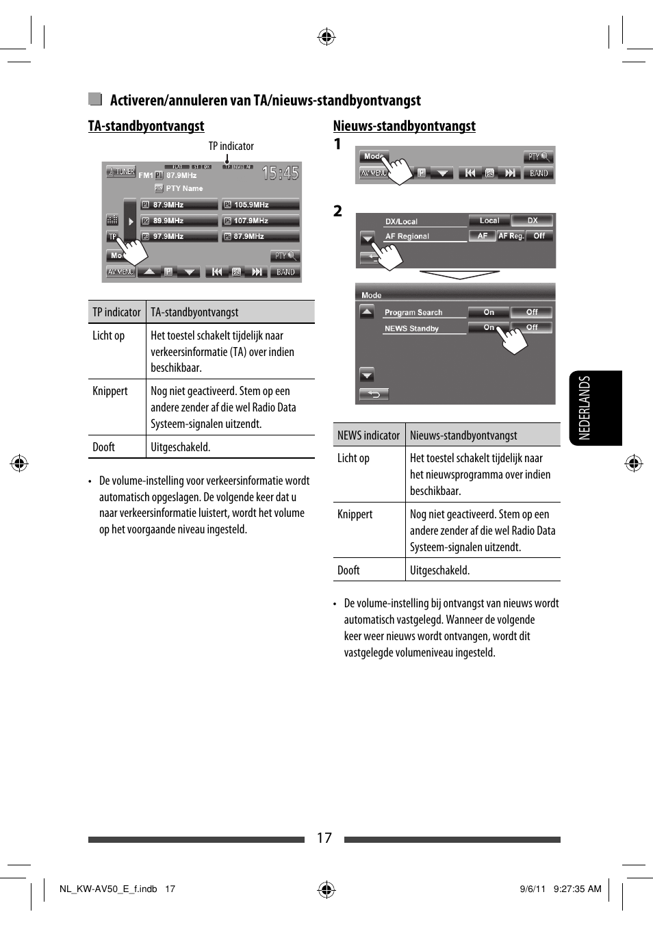 Activeren/annuleren van ta/nieuws-standbyontvangst | JVC KW-AV50 User Manual | Page 191 / 235