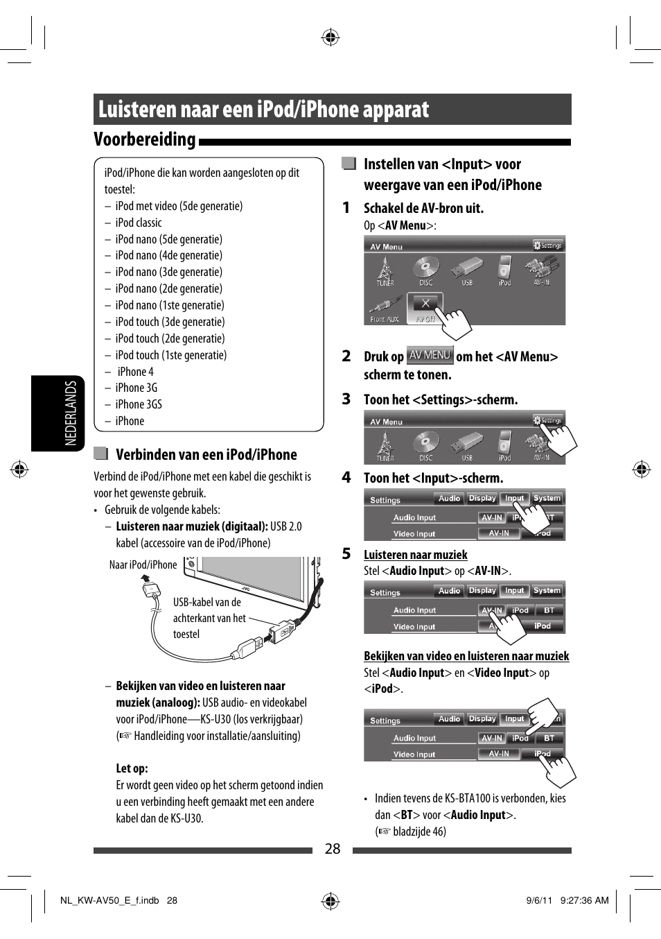 Luisteren naar een ipod/iphone apparat, Voorbereiding | JVC KW-AV50 User Manual | Page 202 / 235