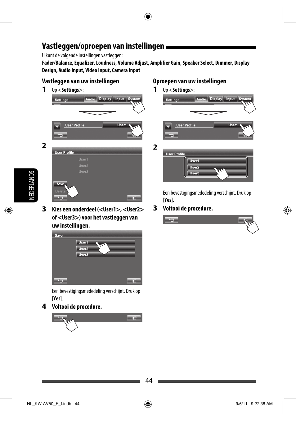 Vastleggen/oproepen van instellingen | JVC KW-AV50 User Manual | Page 218 / 235