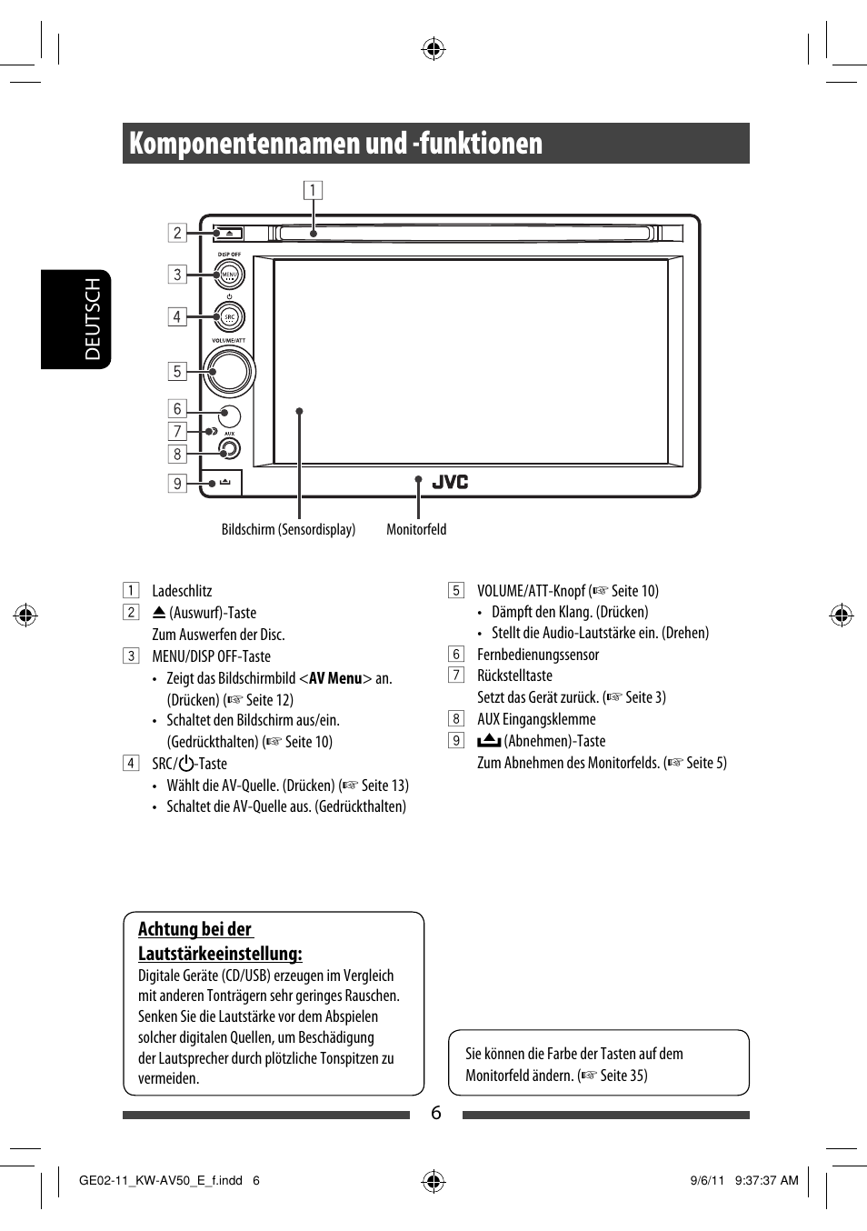 Komponentennamen und -funktionen | JVC KW-AV50 User Manual | Page 64 / 235