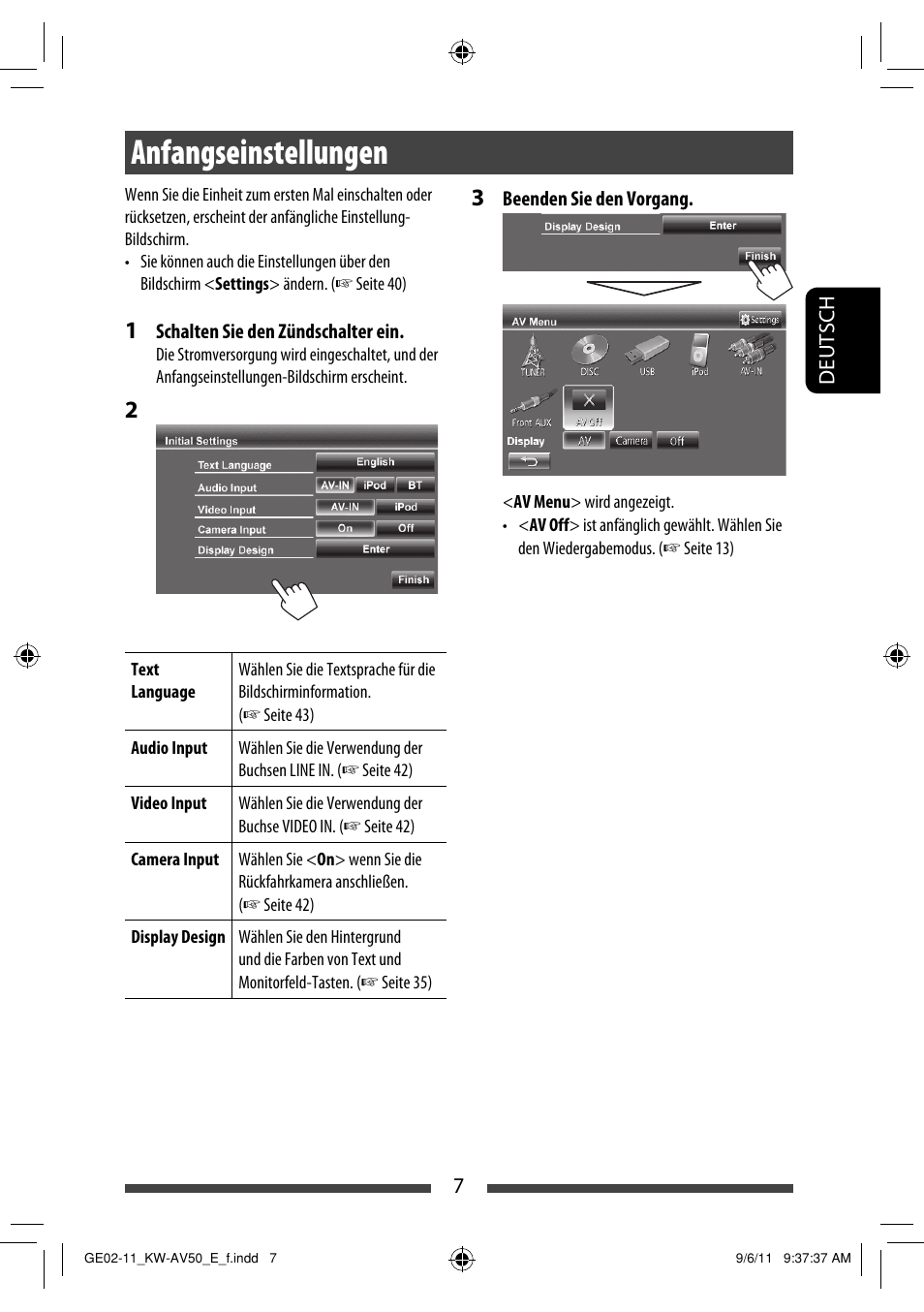 Anfangseinstellungen | JVC KW-AV50 User Manual | Page 65 / 235
