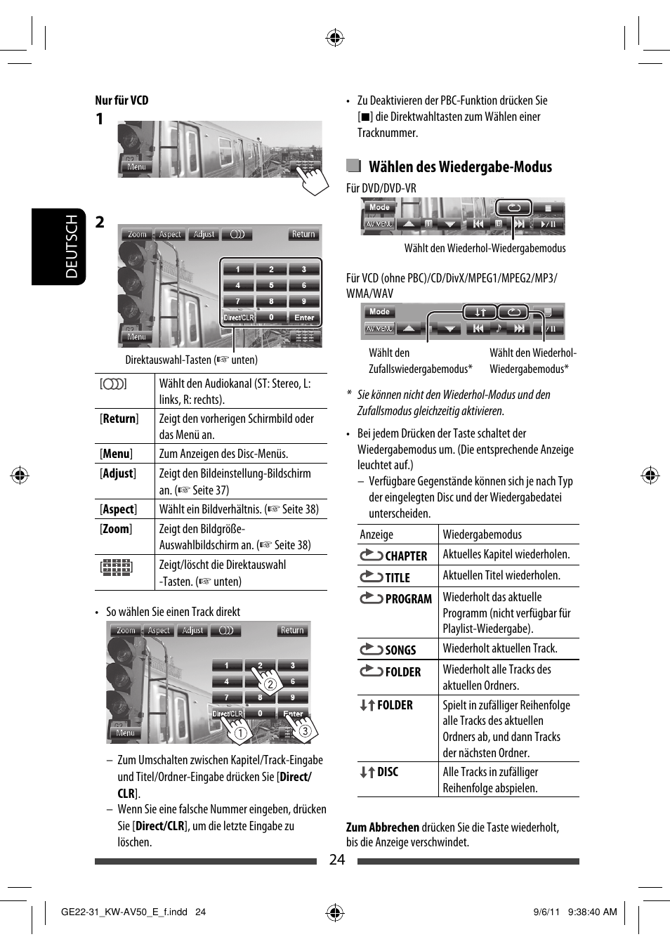 Wählen des wiedergabe-modus | JVC KW-AV50 User Manual | Page 82 / 235