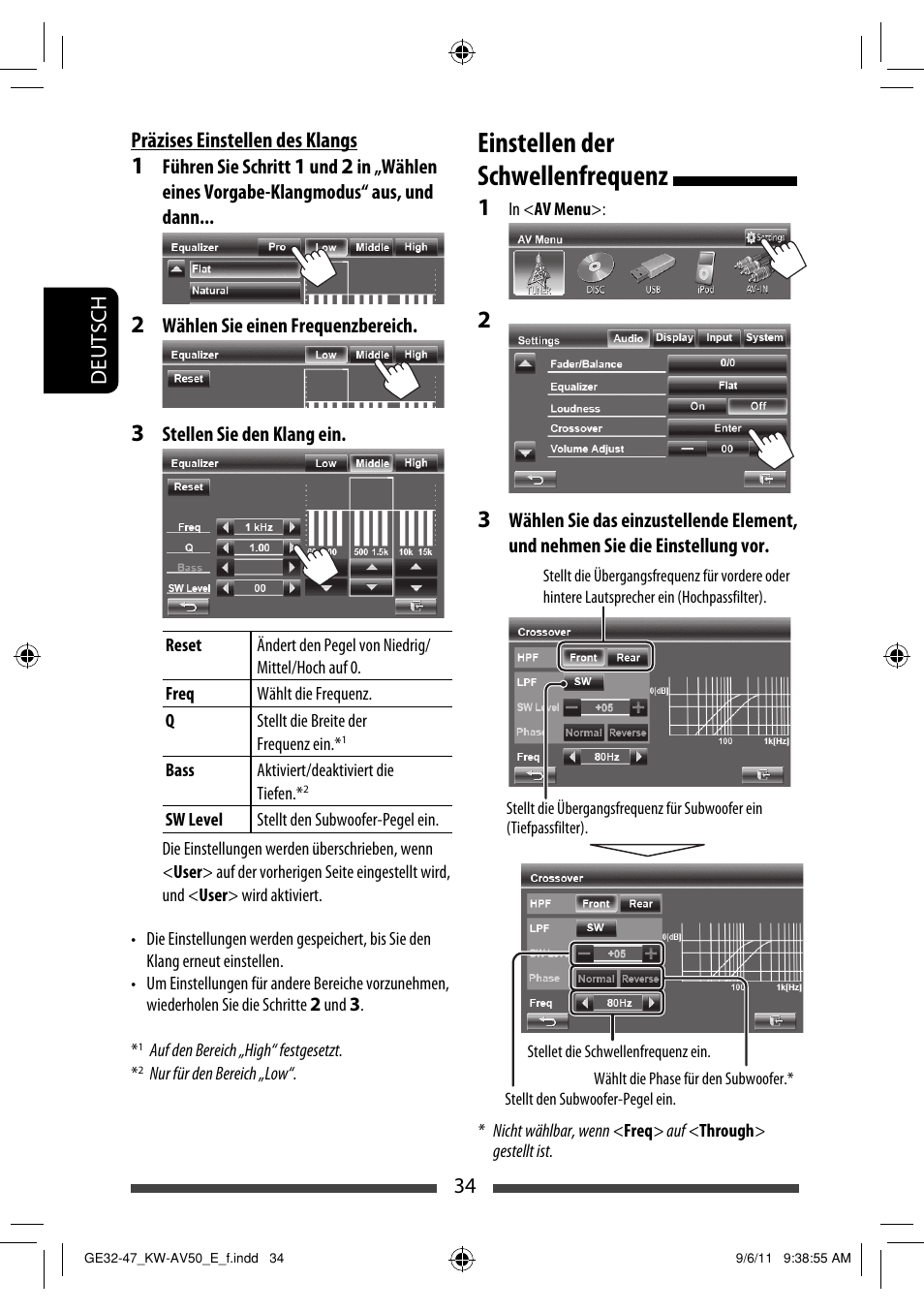 Einstellen der schwellenfrequenz | JVC KW-AV50 User Manual | Page 92 / 235