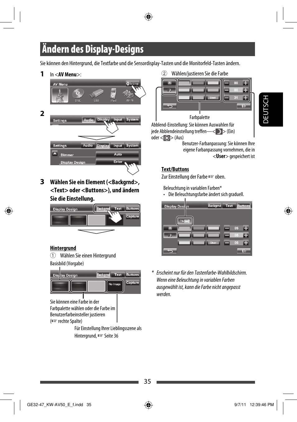 Ändern des display-designs | JVC KW-AV50 User Manual | Page 93 / 235