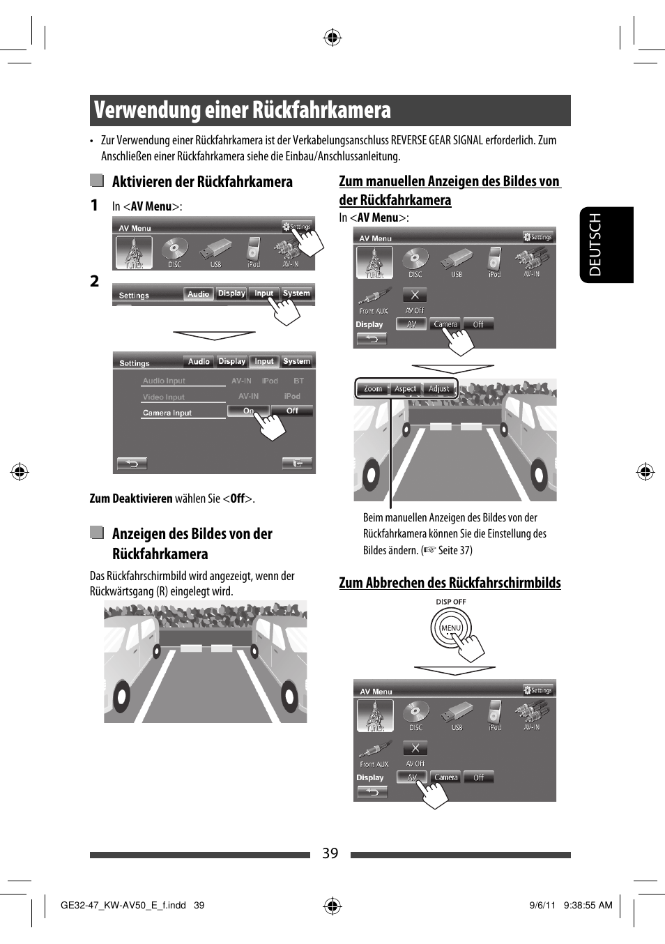 Verwendung einer rückfahrkamera | JVC KW-AV50 User Manual | Page 97 / 235