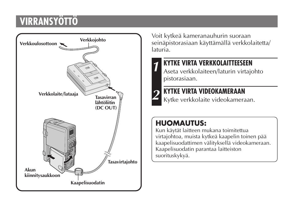 Virransyöttö | JVC AA-V50 User Manual | Page 48 / 86