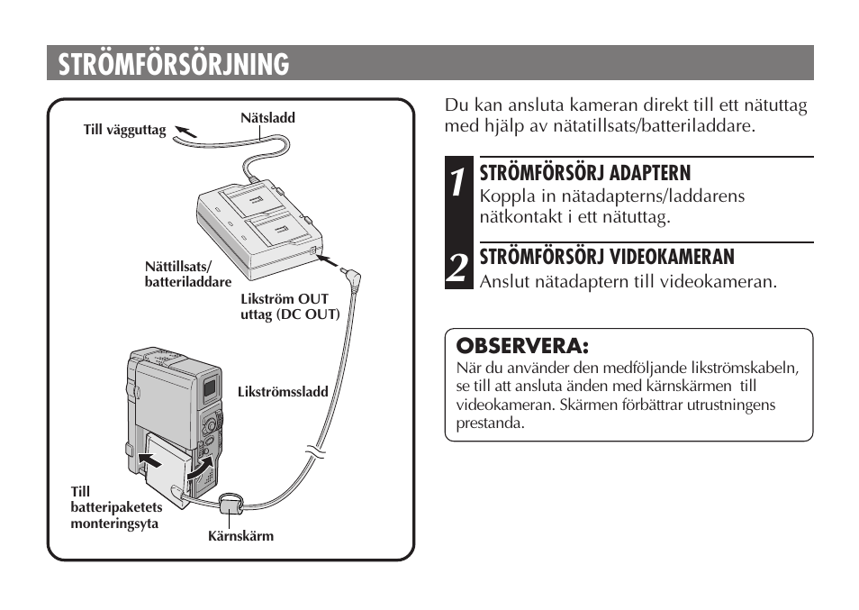 Strömförsörjning | JVC AA-V50 User Manual | Page 54 / 86