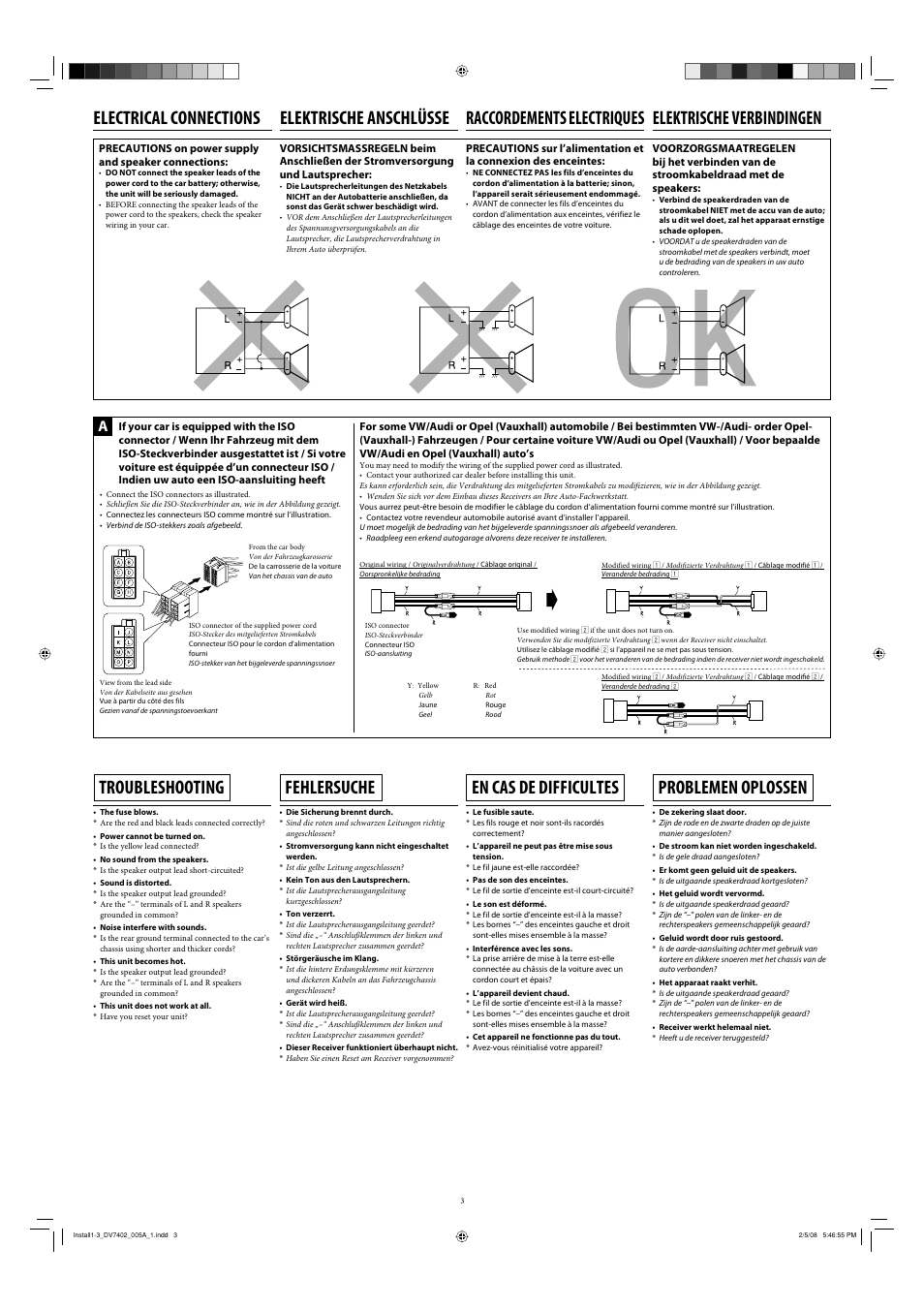 Troubleshooting, Fehlersuche, En cas de difficultes | Problemen oplossen | JVC KD-DV7402 User Manual | Page 3 / 6