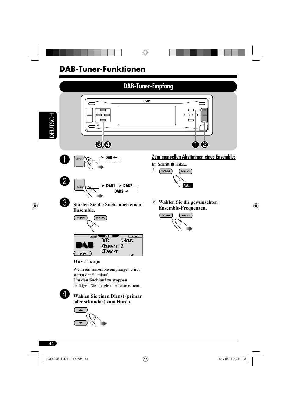 Dab-tuner-funktionen, Dab-tuner-empfang | JVC KD-LH911 User Manual | Page 100 / 171