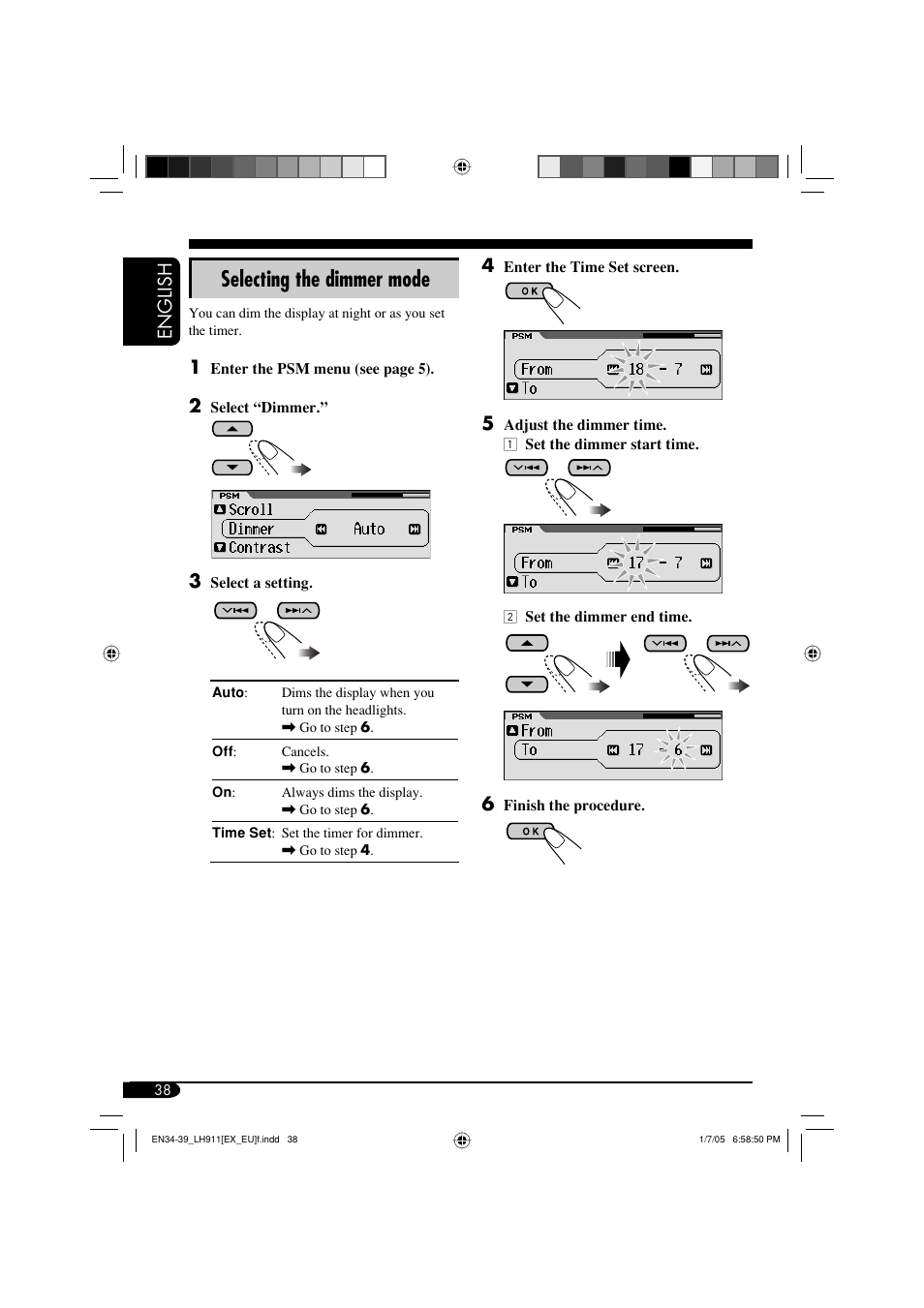 Selecting the dimmer mode, English 4 | JVC KD-LH911 User Manual | Page 38 / 171