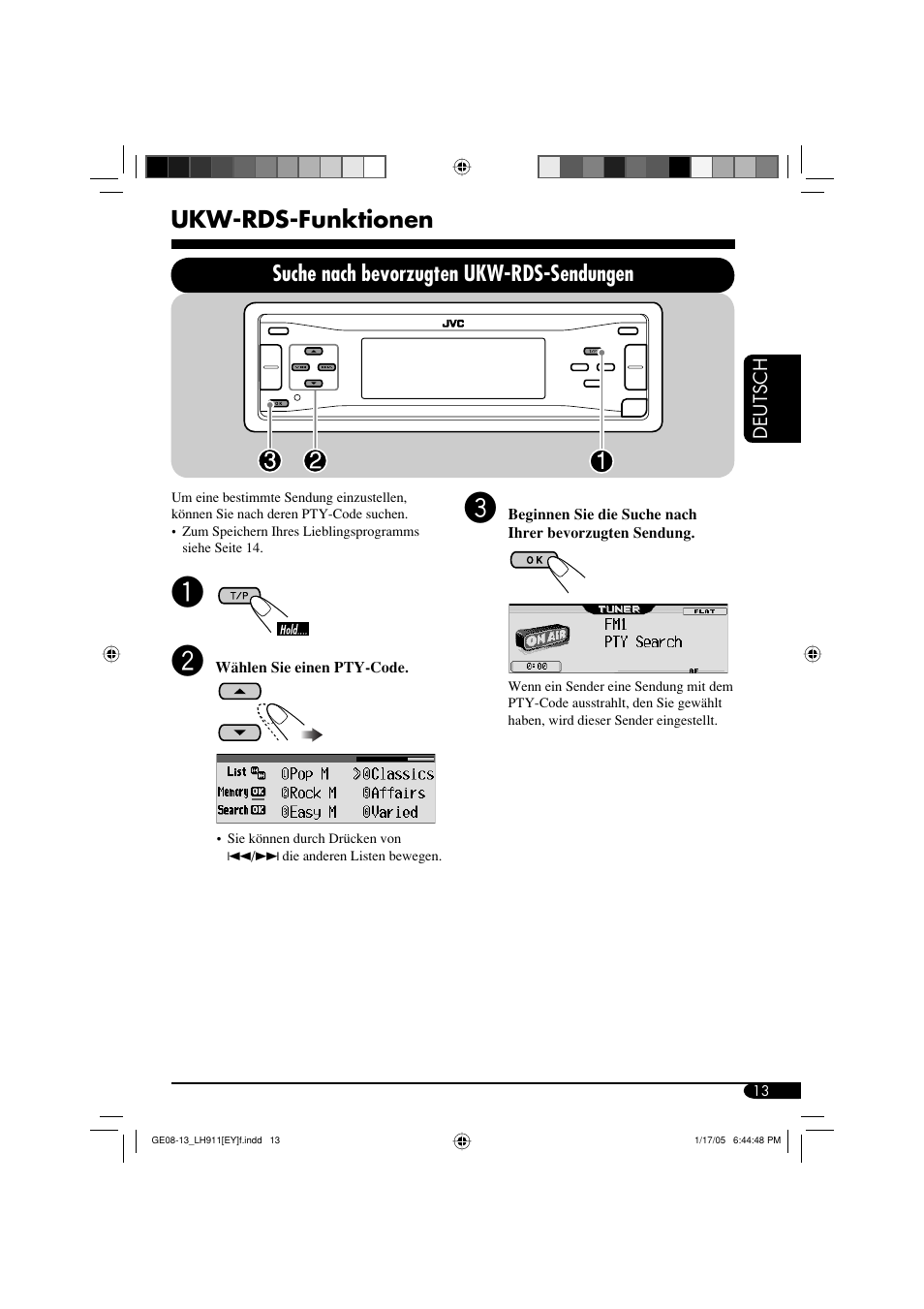 Ukw-rds-funktionen, Suche nach bevorzugten ukw-rds-sendungen | JVC KD-LH911 User Manual | Page 69 / 171