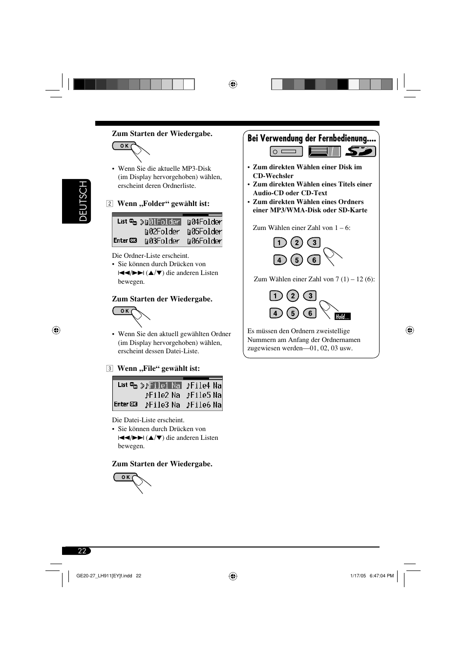 Deutsch, Bei verwendung der fernbedienung | JVC KD-LH911 User Manual | Page 78 / 171