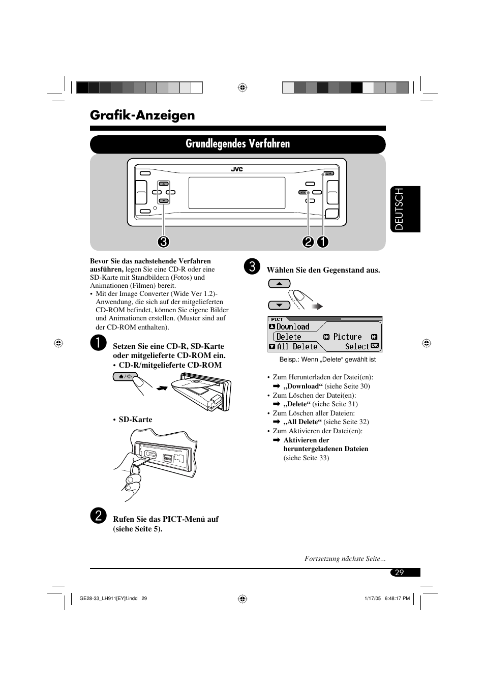 Grafik-anzeigen, Grundlegendes verfahren | JVC KD-LH911 User Manual | Page 85 / 171