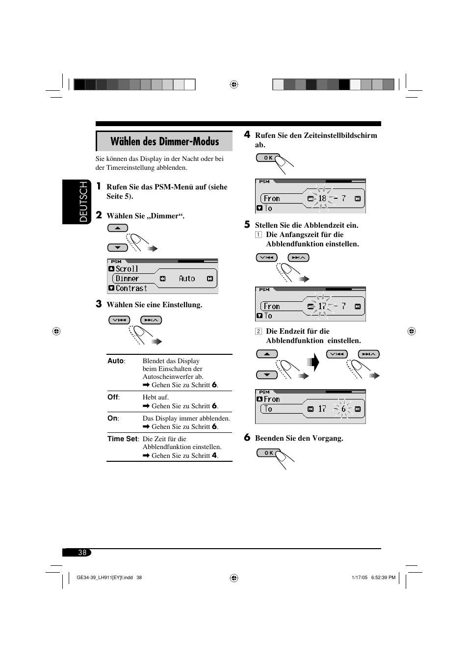 Wählen des dimmer-modus, Deutsch 4 | JVC KD-LH911 User Manual | Page 94 / 171