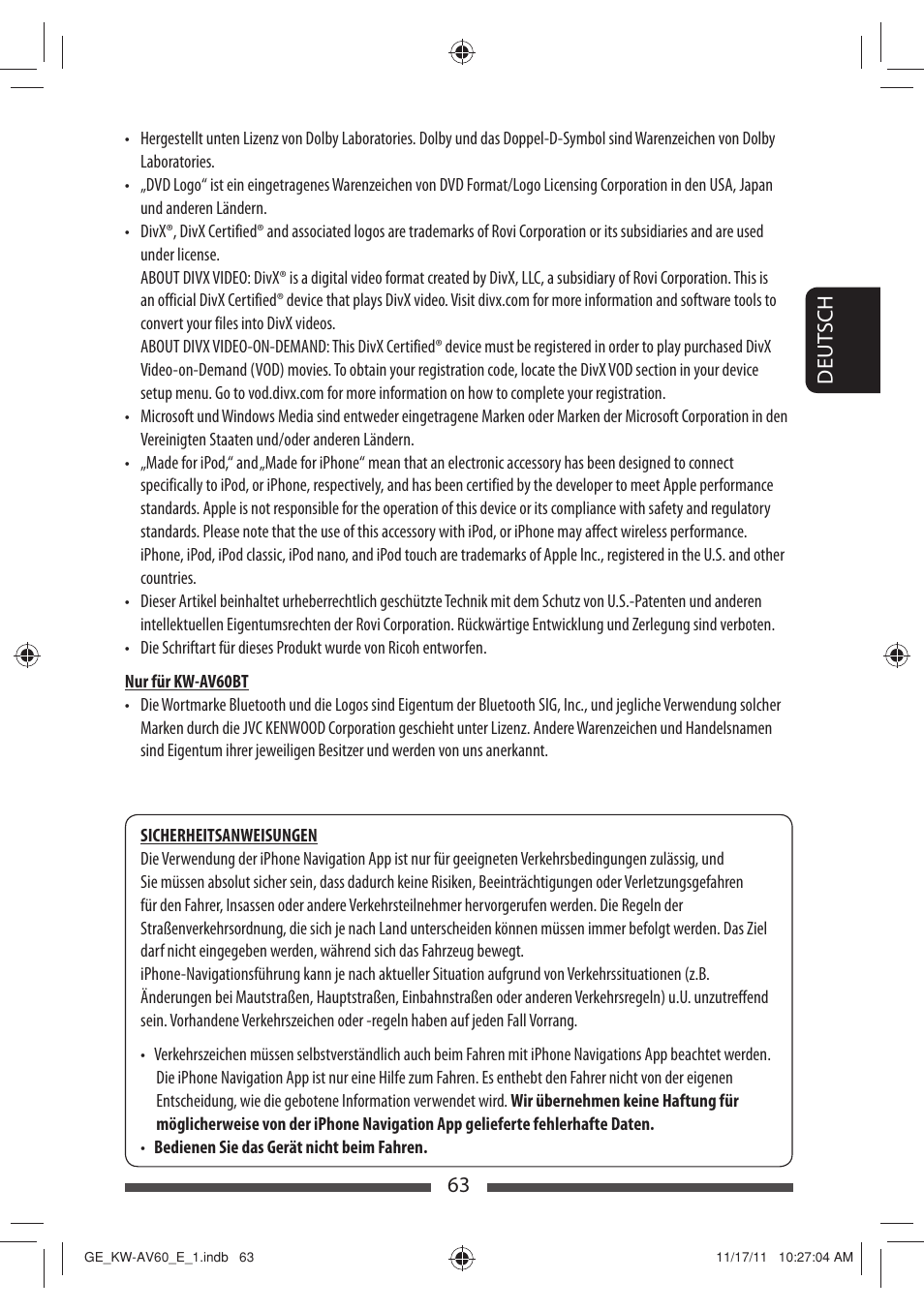 63 deut sch | JVC KW-AV60BT User Manual | Page 131 / 277