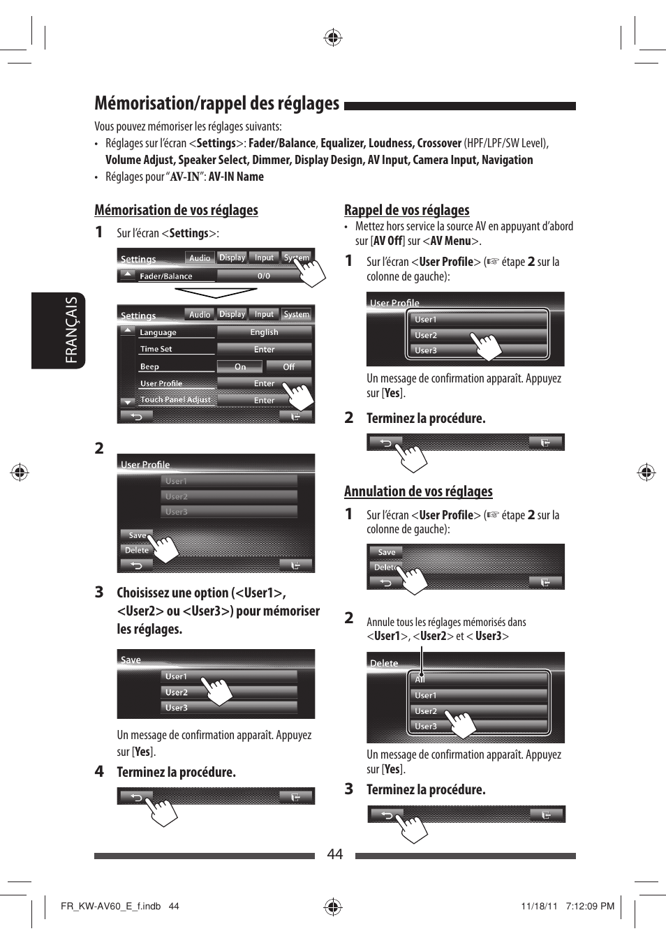 Mémorisation/rappel des réglages | JVC KW-AV60BT User Manual | Page 180 / 277