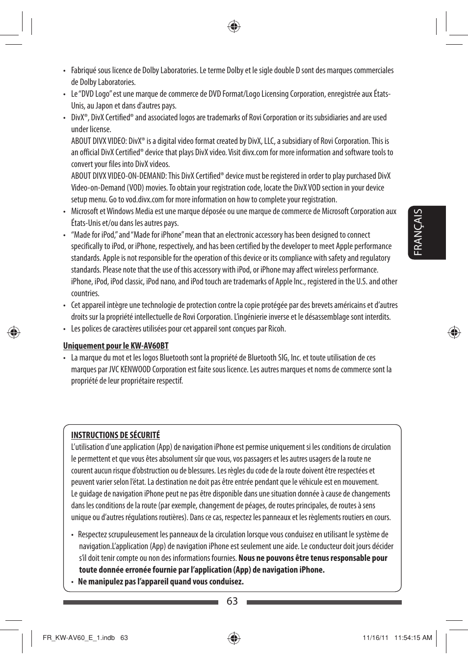 63 français | JVC KW-AV60BT User Manual | Page 199 / 277