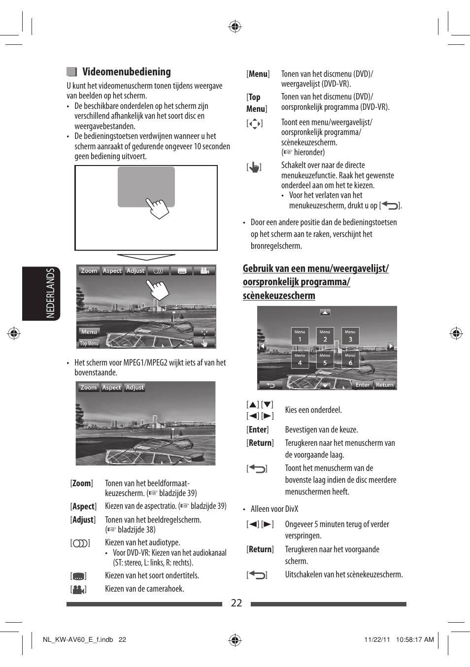 Videomenubediening | JVC KW-AV60BT User Manual | Page 226 / 277