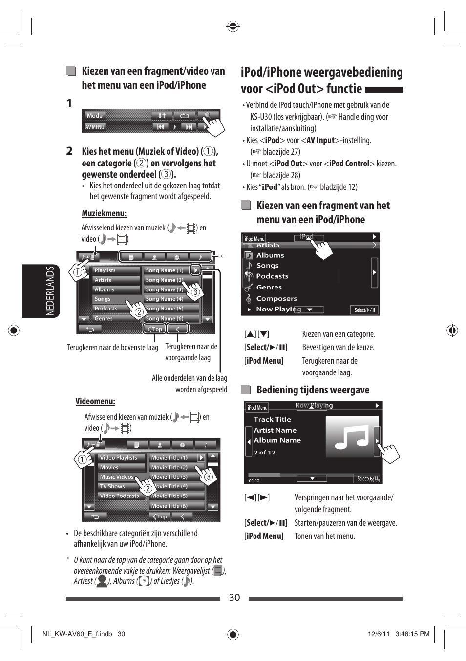 Bediening tijdens weergave | JVC KW-AV60BT User Manual | Page 234 / 277