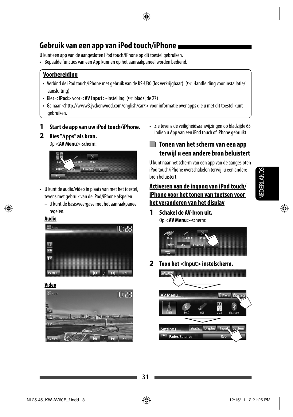 Gebruik van een app van ipod touch/iphone | JVC KW-AV60BT User Manual | Page 235 / 277