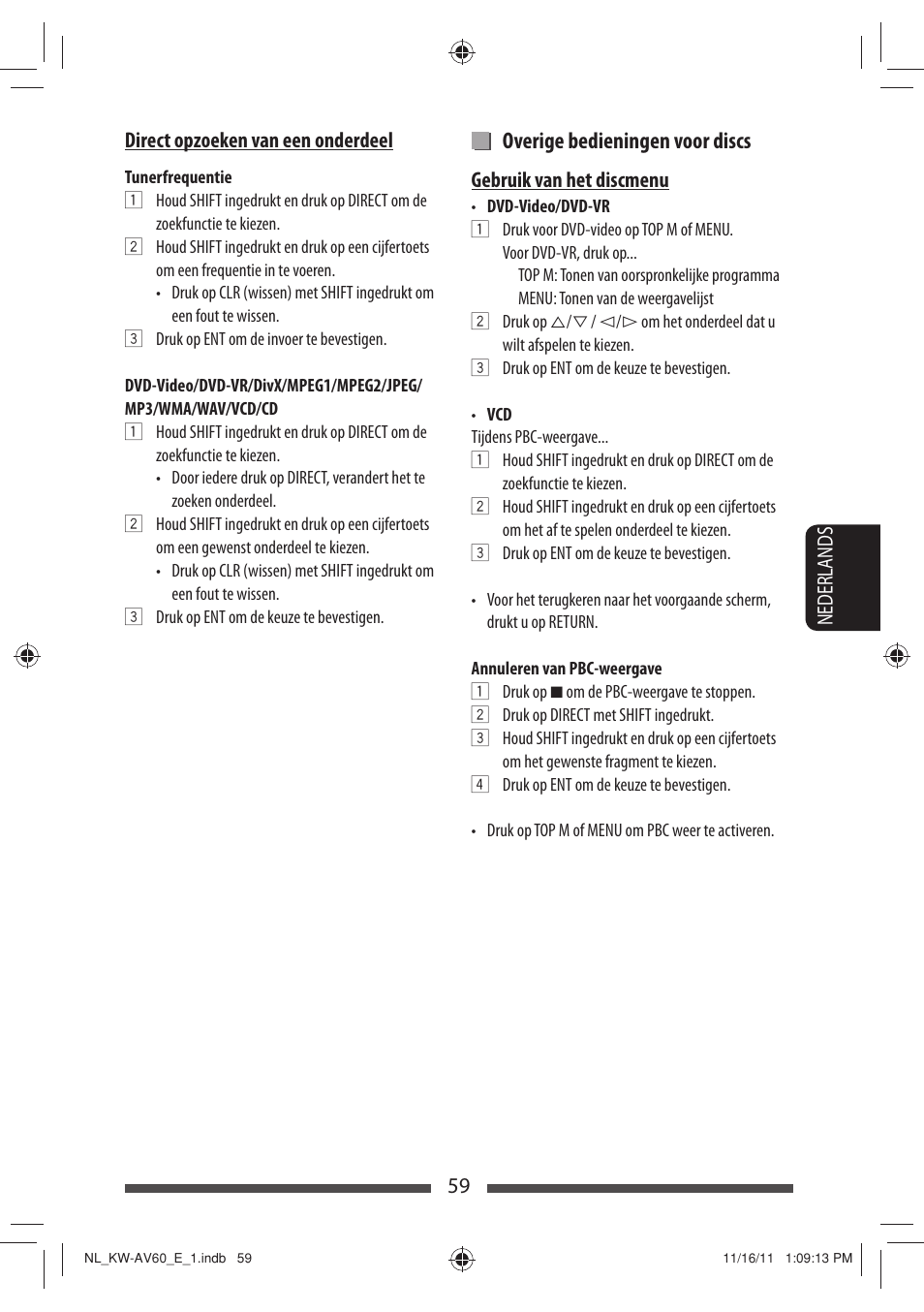 Overige bedieningen voor discs | JVC KW-AV60BT User Manual | Page 263 / 277