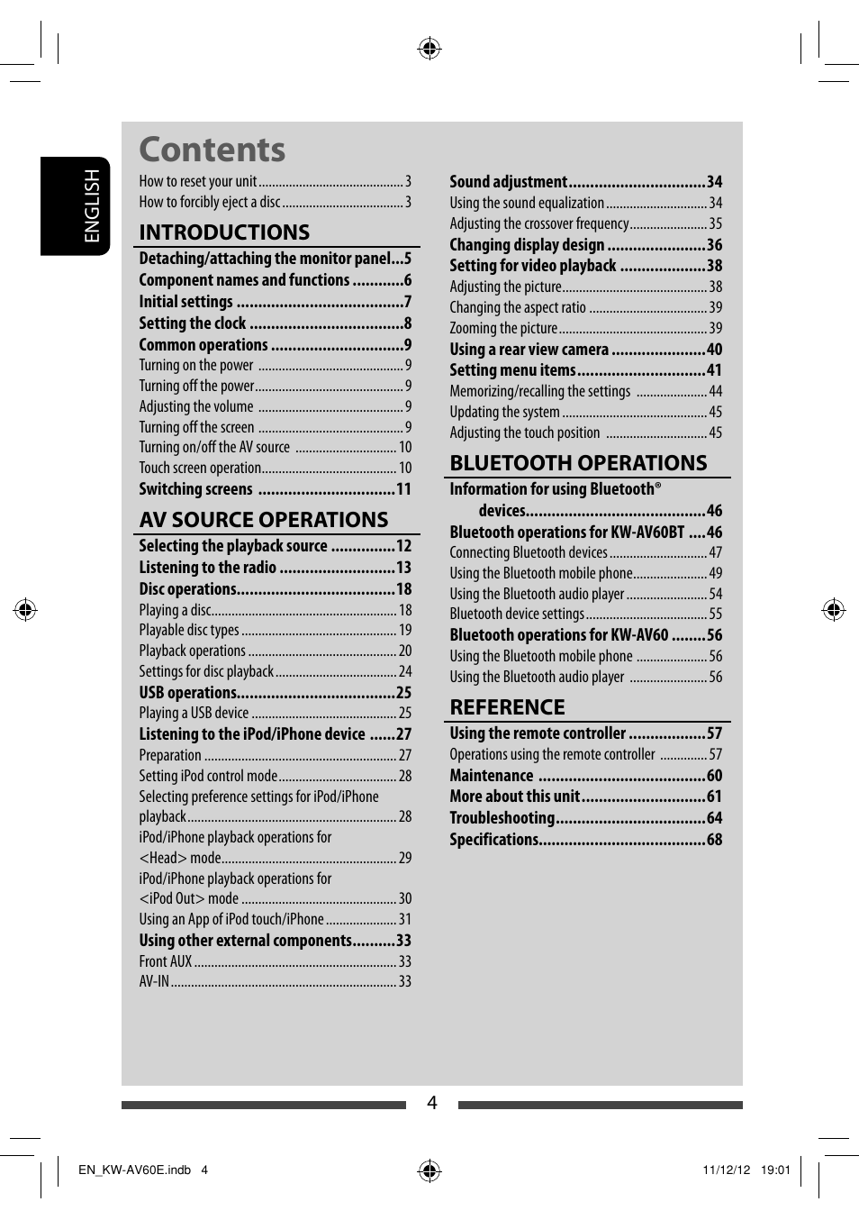 JVC KW-AV60BT User Manual | Page 4 / 277