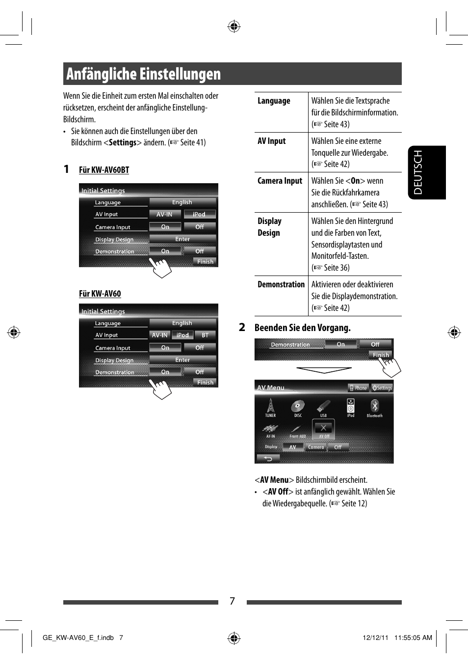 Anfängliche einstellungen | JVC KW-AV60BT User Manual | Page 75 / 277