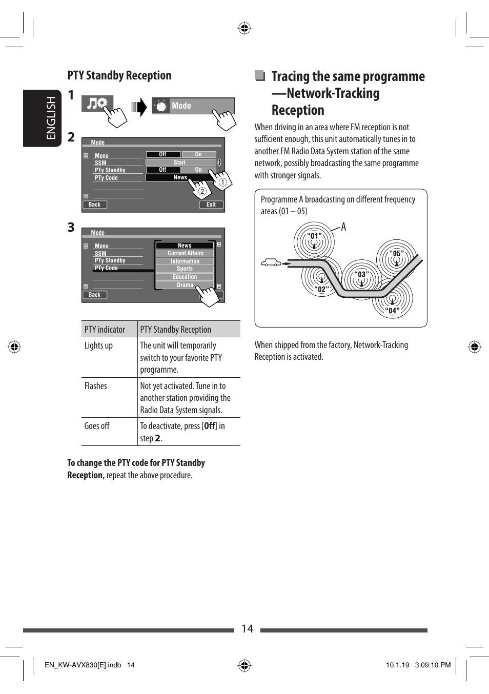 Pty standby reception, 14 english | JVC KW-AVX830 User Manual | Page 14 / 279