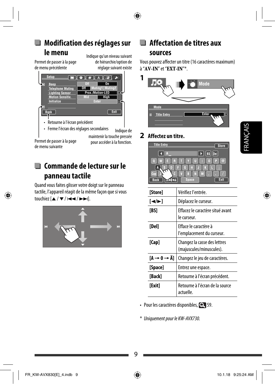 Affectation de titres aux sources, 9français, Affectez un titre | JVC KW-AVX830 User Manual | Page 145 / 279