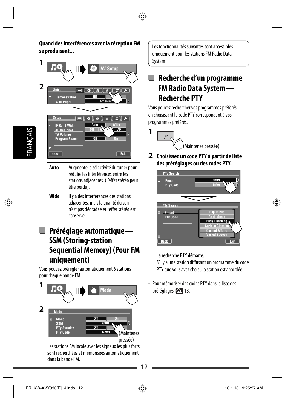 12 français | JVC KW-AVX830 User Manual | Page 148 / 279