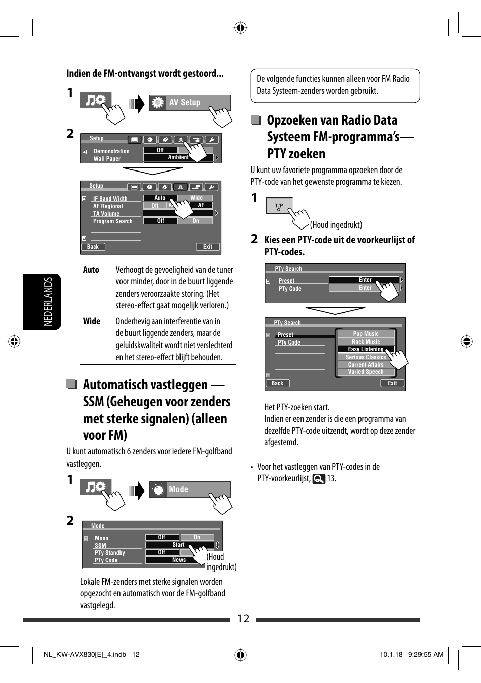 12 nederlands, Indien de fm-ontvangst wordt gestoord | JVC KW-AVX830 User Manual | Page 216 / 279
