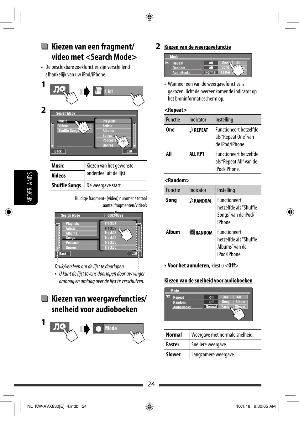 Kiezen van een fragment/ video met <search mode, 24 nederlands | JVC KW-AVX830 User Manual | Page 228 / 279