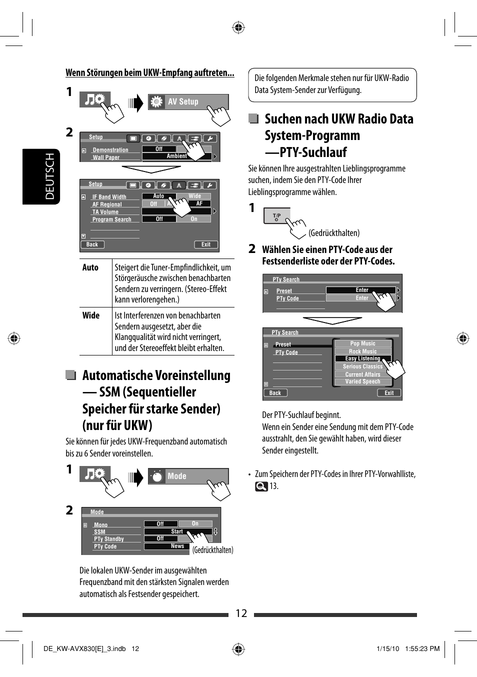 12 deut sch, Wenn störungen beim ukw-empfang auftreten | JVC KW-AVX830 User Manual | Page 80 / 279